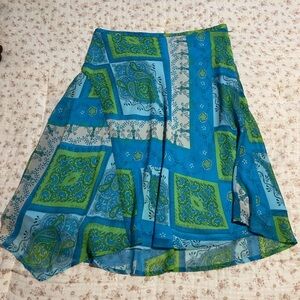 Nine West Vintage Blue and Green Floral Skirt